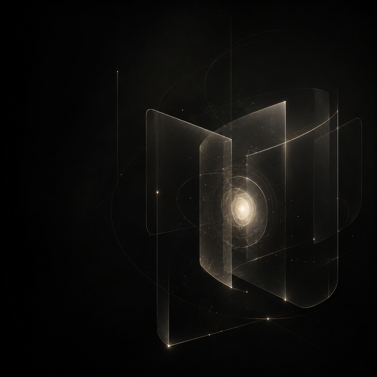 Abstract illustration of luminous AI access panels